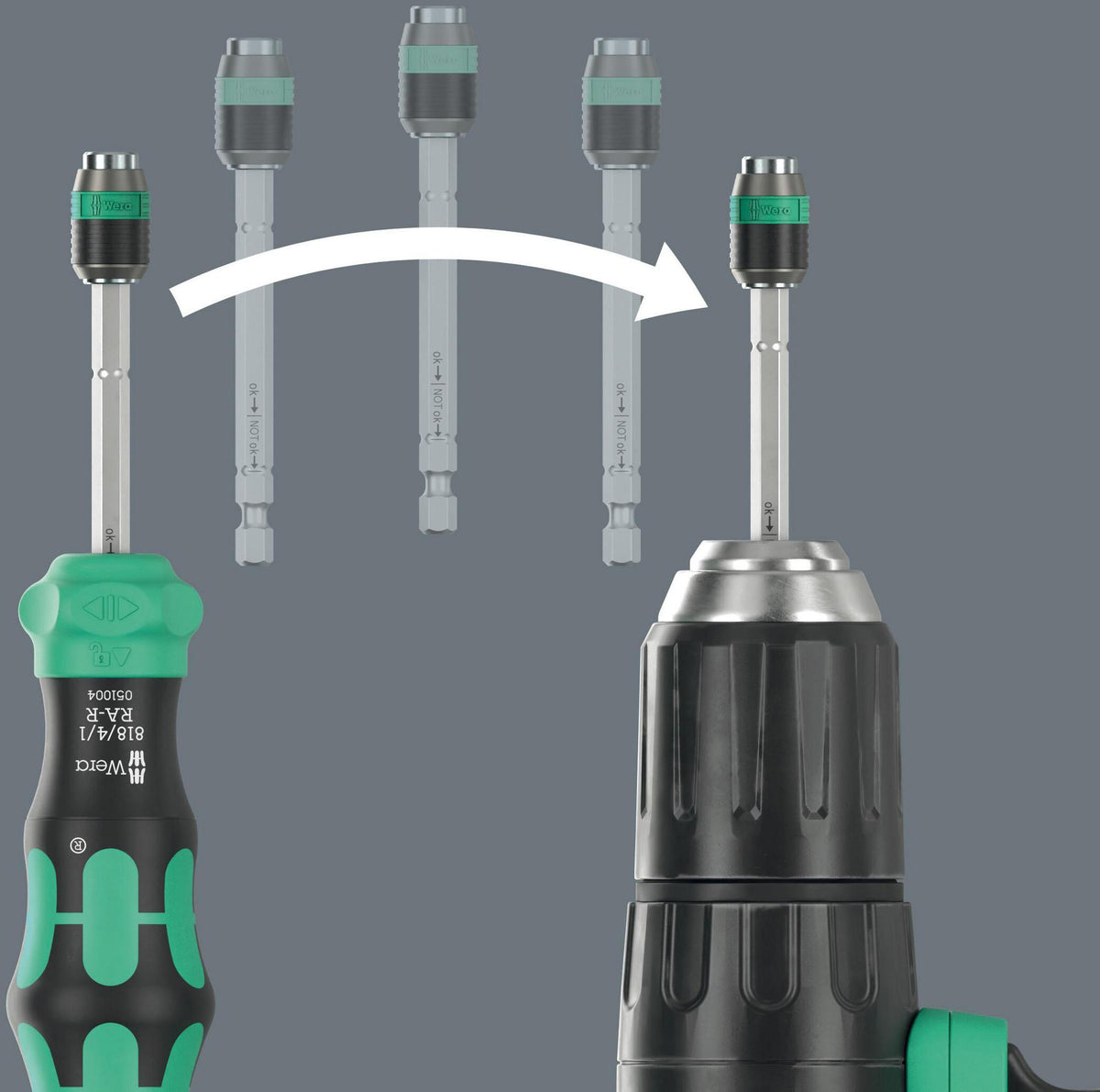 WERA Magazinbithalter Kraftform Kompakt 20 RA-R 6-tlg. mit Ratsche und Rapidaptor