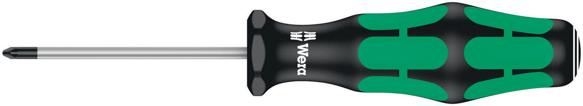 WERA Schraubendreher 355 PZ PZD 0 mit 2K-Kraftform-Griff und Rundklinge, 60 mm