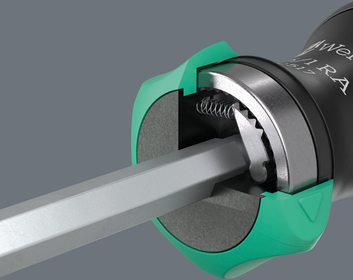 WERA Magazinbithalter KK27 RA 2 6-teilig Schlitz – Kraftform Handhalter mit integrierter Ratsche