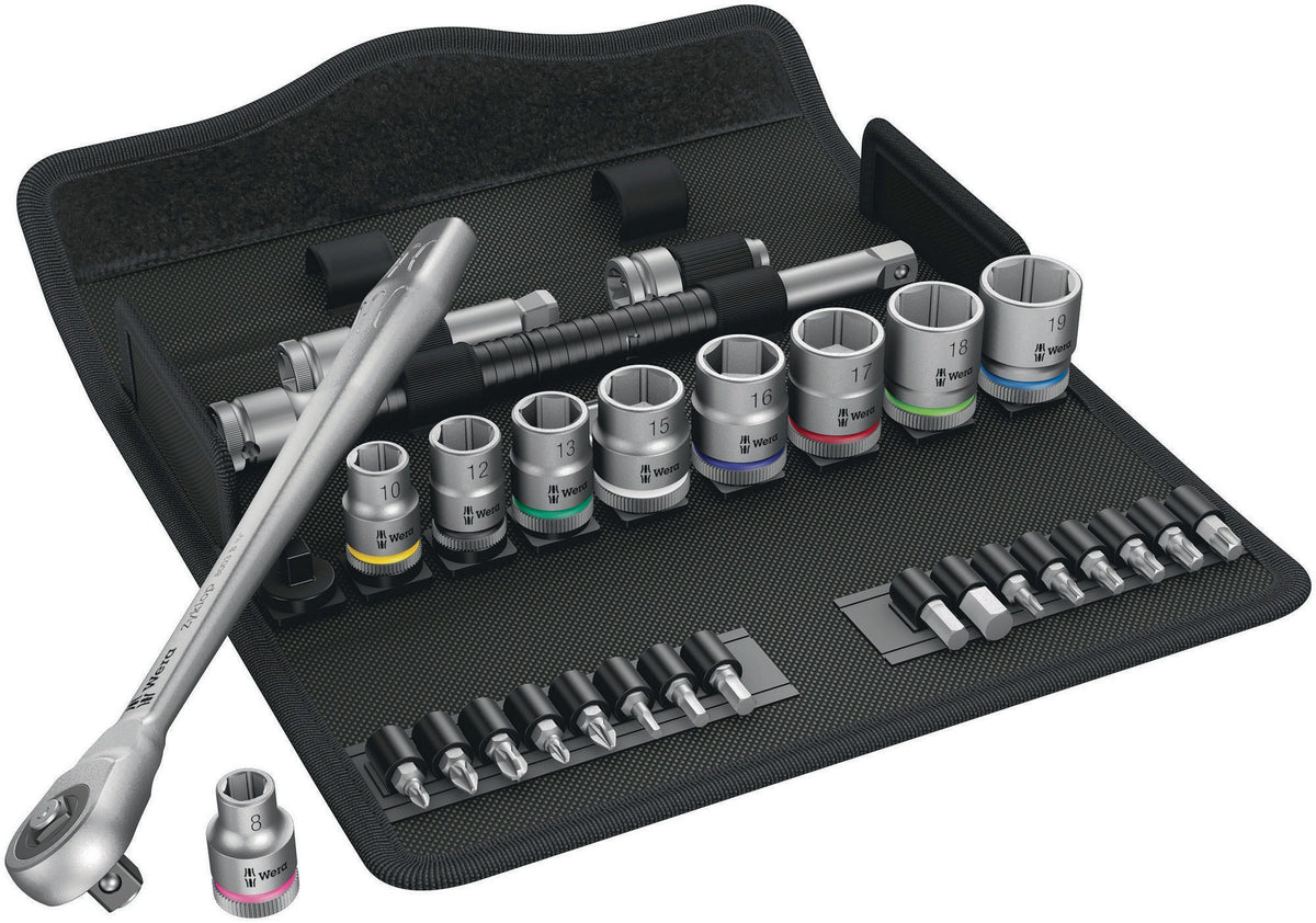 WERA Steckschlüsselsatz Zyklop Metal 29-tlg. 3/8 Zoll SW 8-19 mm mit 76-Zahn-Knarre