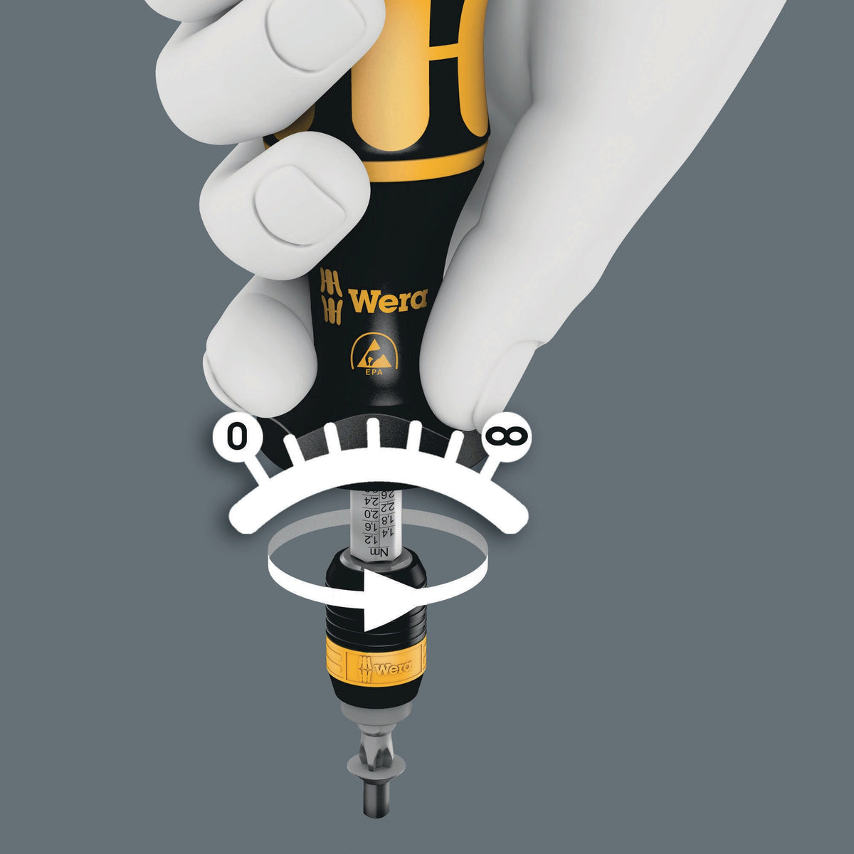 WERA Drehmomentschraubendreher 7400 ESD, 0,30-1,00 Nm, Rapidaptor, ISO 6789