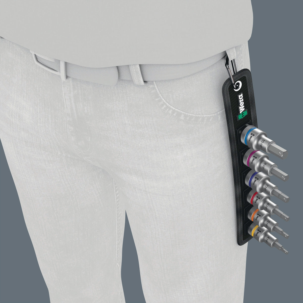 WERA Steckschlüsselsatz Belt C 1 Zyklop 7-teilig 1/2 Zoll 10-19 mm mit Textilgurt