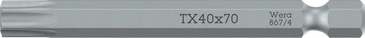 WERA Bit 867/4 Z TX20 TORX® 70 mm 6,3 mm Sechskant zähhart für Hand- und Maschinenbetrieb