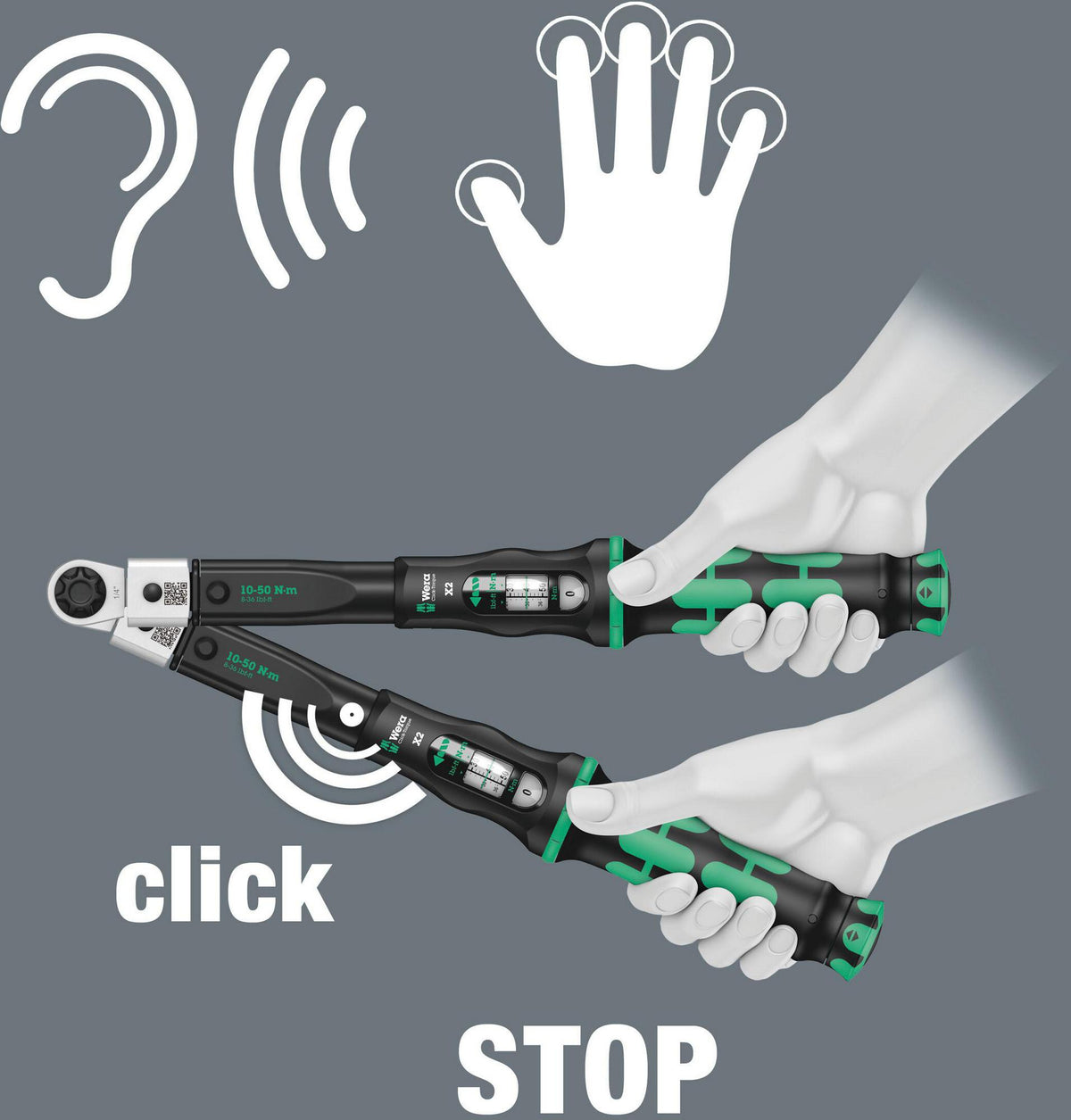 WERA Drehmomentschlüssel Click-Torque X 1, 2,5-25 Nm, 9x12 mm, automatisch auslösend, ±4 % Genauigkeit