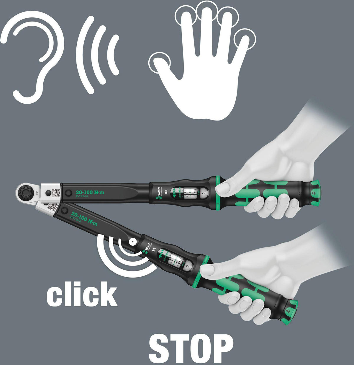 WERA Drehmomentschlüssel Click-Torque X 1, 2,5-25 Nm, 9x12 mm, automatisch auslösend, ±4 % Genauigkeit