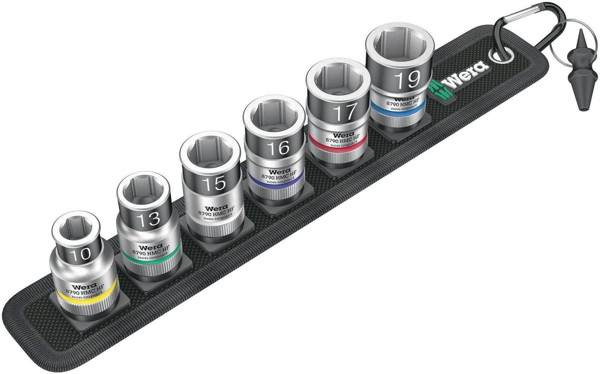 WERA Steckschlüsselsatz Belt C 1 Zyklop 7-teilig 1/2 Zoll 10-19 mm mit Textilgurt