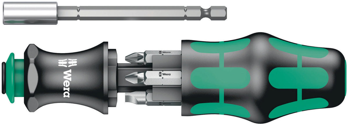 WERA Magazinbithalter KK 28 8-teilig Schlitz/PH/PZD mit integriertem Magazin und Teleskopklinge