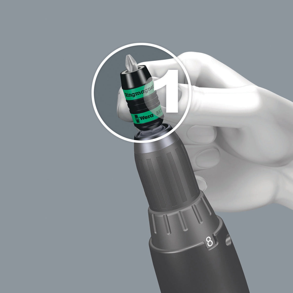 WERA Bithalter 887/4 RR Rapidaptor mit Schnellwechselfutter und Dauerringmagnet, 1/4 Zoll, 57 mm