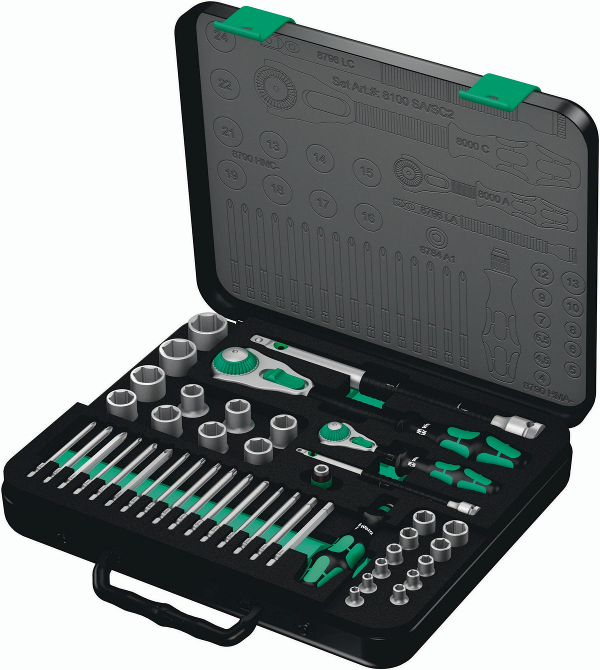 Wera Steckschlüsselsatz 8100 SA/SC 2 Zyklop 43-teilig 1/4 + 1/2 Zoll SW 4-24 mm