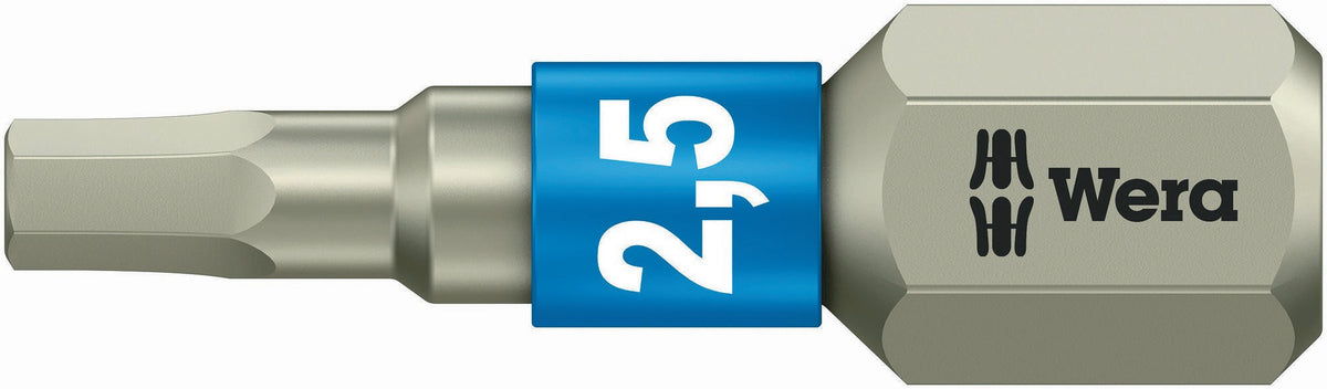 WERA Bit 3840/1 TS 1/4 Zoll 1,5 mm Innensechskant Torsion Hex-Plus Edelstahl 25 mm