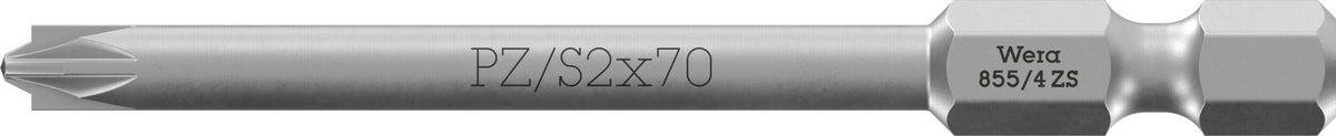 WERA Bit 855/4 zähhart 1/4 Zoll 70 mm Schlitz/Pozidriv #1 für Reihenklemmen