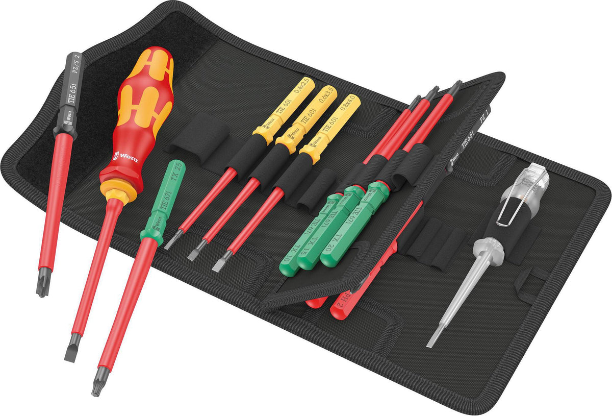 WERA Schraubendrehersatz 16-tlg. Kraftform Kompakt VDE 16 Universal 1 TIE – Isoliert bis 1000 V