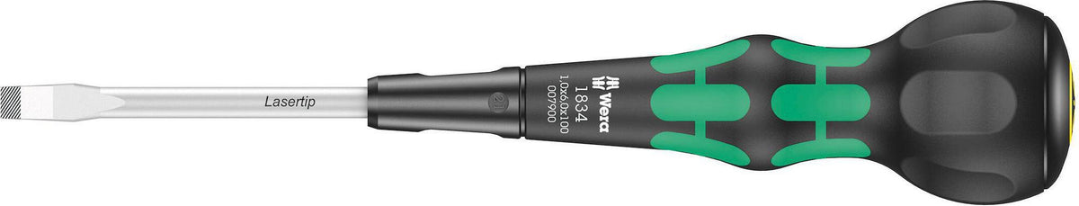WERA Schraubendreher 1834 Schlitz 6 mm Lasertip Kraftform Ball-Grip für Feinmechanik