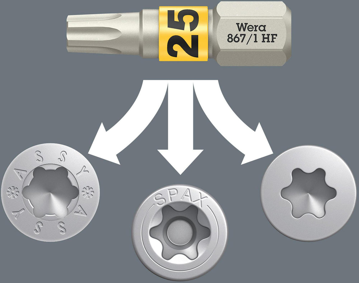 WERA Bit-Check 6 Wood TX HF Bitsortiment 6-teilig TORX mit Haltefunktion