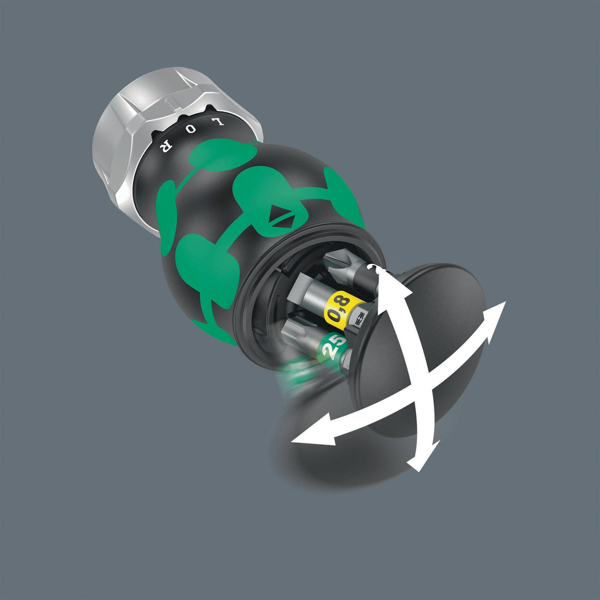 WERA Magazinbithalter KK Stubby mit 6 BiTorsion Bits, Ratschenfunktion und Bit-Magazin
