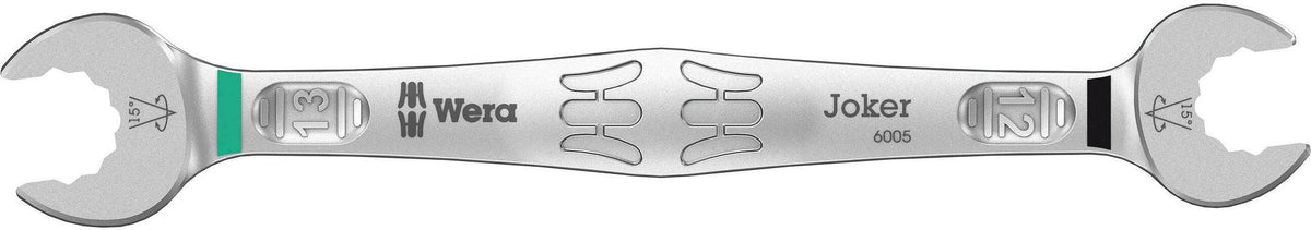 WERA Doppelmaulschlüssel Joker 6005 6x7 mm, Länge 112 mm, Maulstellung 7,5° – für engste Bauräume