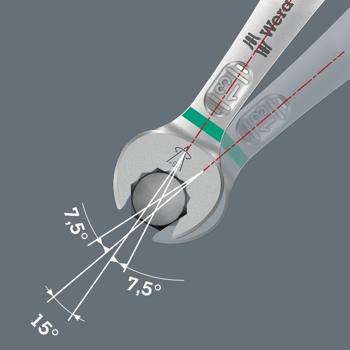 WERA Doppelmaulschlüssel Joker 6005 6x7 mm, Länge 112 mm, Maulstellung 7,5° – für engste Bauräume