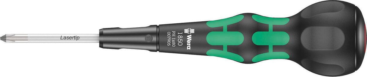 WERA Schraubendreher 1850 PH PH 1 Kreuzschlitz mit Lasertip und Kraftform Ball-Grip