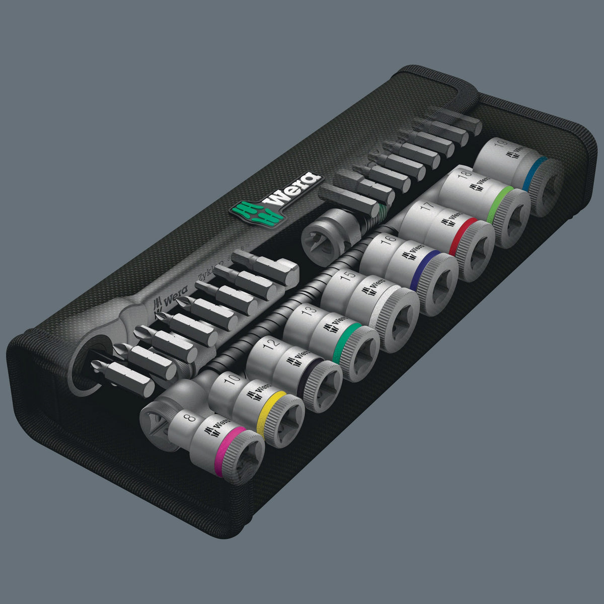 WERA Steckschlüsselsatz Zyklop Metal 29-tlg. 3/8 Zoll SW 8-19 mm mit 76-Zahn-Knarre