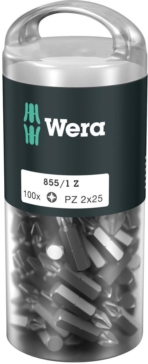 WERA Bitgroßpackung 851/1 Z PH 2, 100 Stück, 1/4 Zoll, 25 mm, DIN ISO 1173