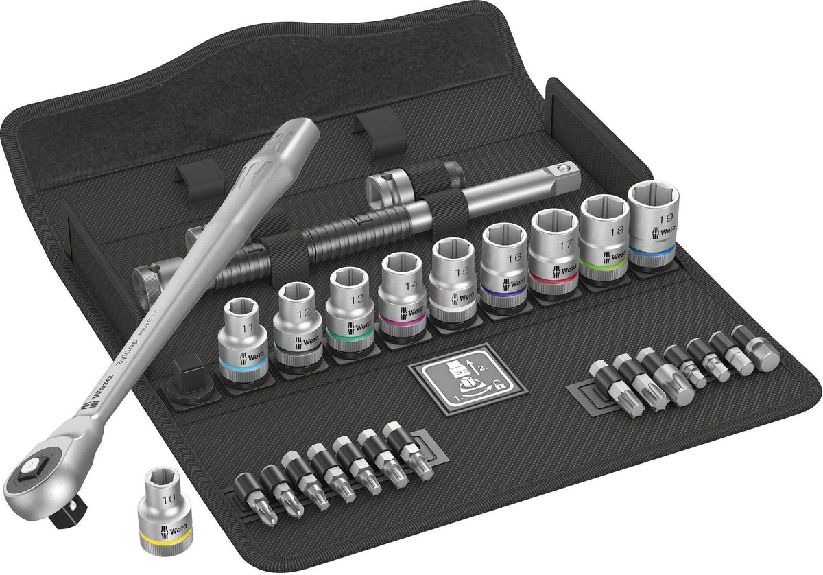 WERA Steckschlüsselsatz Zyklop Metal 28-tlg. 1/2 Zoll SW 10-19 mm mit 76 Zähnen
