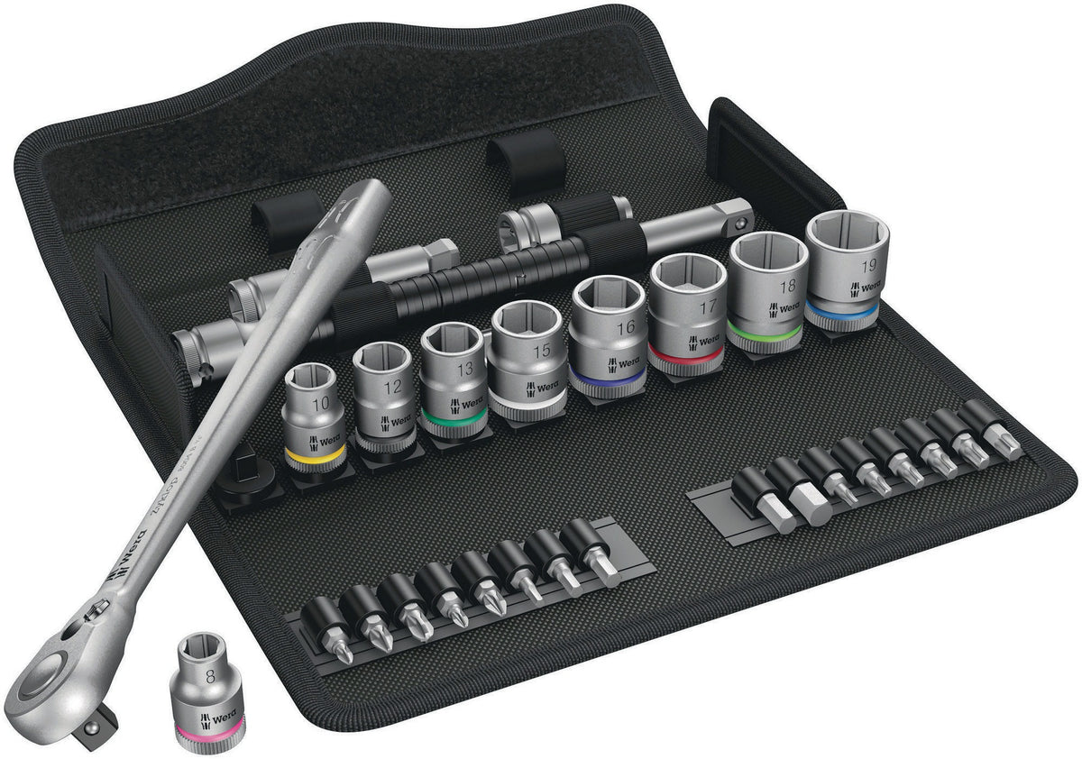 WERA Steckschlüsselsatz Zyklop Metal 29-tlg. 3/8 Zoll SW 8-19 mm mit 76-Zahn-Knarre