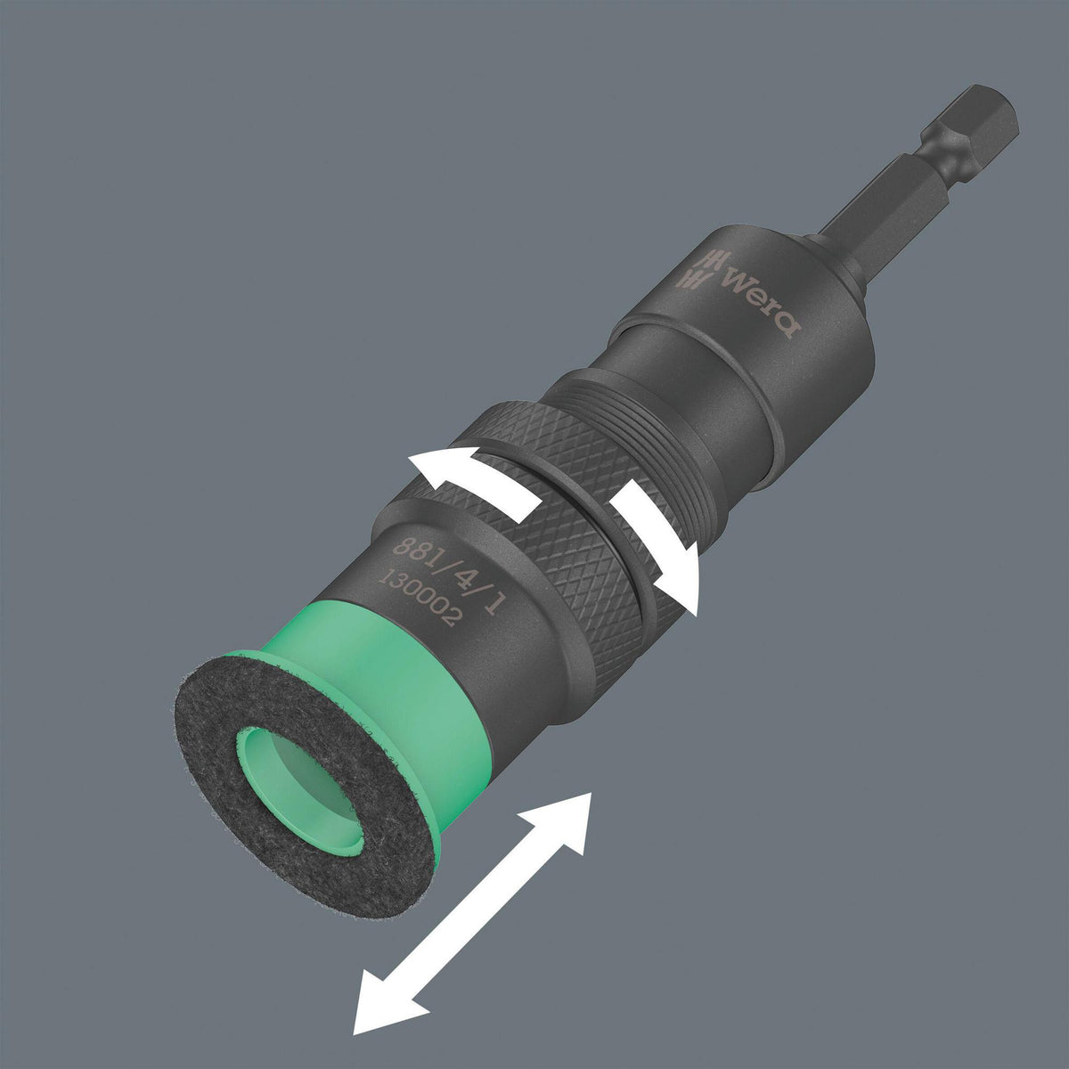 WERA Bithalter 881/4/1 SB 1/4 Zoll mit einstellbarer Einschraubtiefenbegrenzung, 200 mm