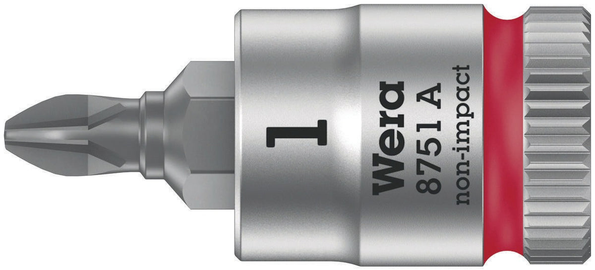 WERA Schraubendrehereinsatz 8751 A Phillips PH 1, 1/4 Zoll, Länge 28 mm, Take it easy