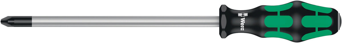 WERA Schraubendreher 355 PZ PZD 0 mit 2K-Kraftform-Griff und Rundklinge, 60 mm