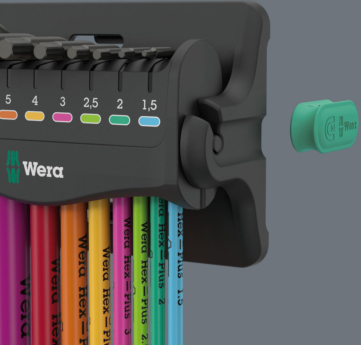 WERA Winkelschraubendrehersatz 950/9 Hex-Plus Multicolour 3, 10-teilig metrisch mit Rack und Magnetisierer
