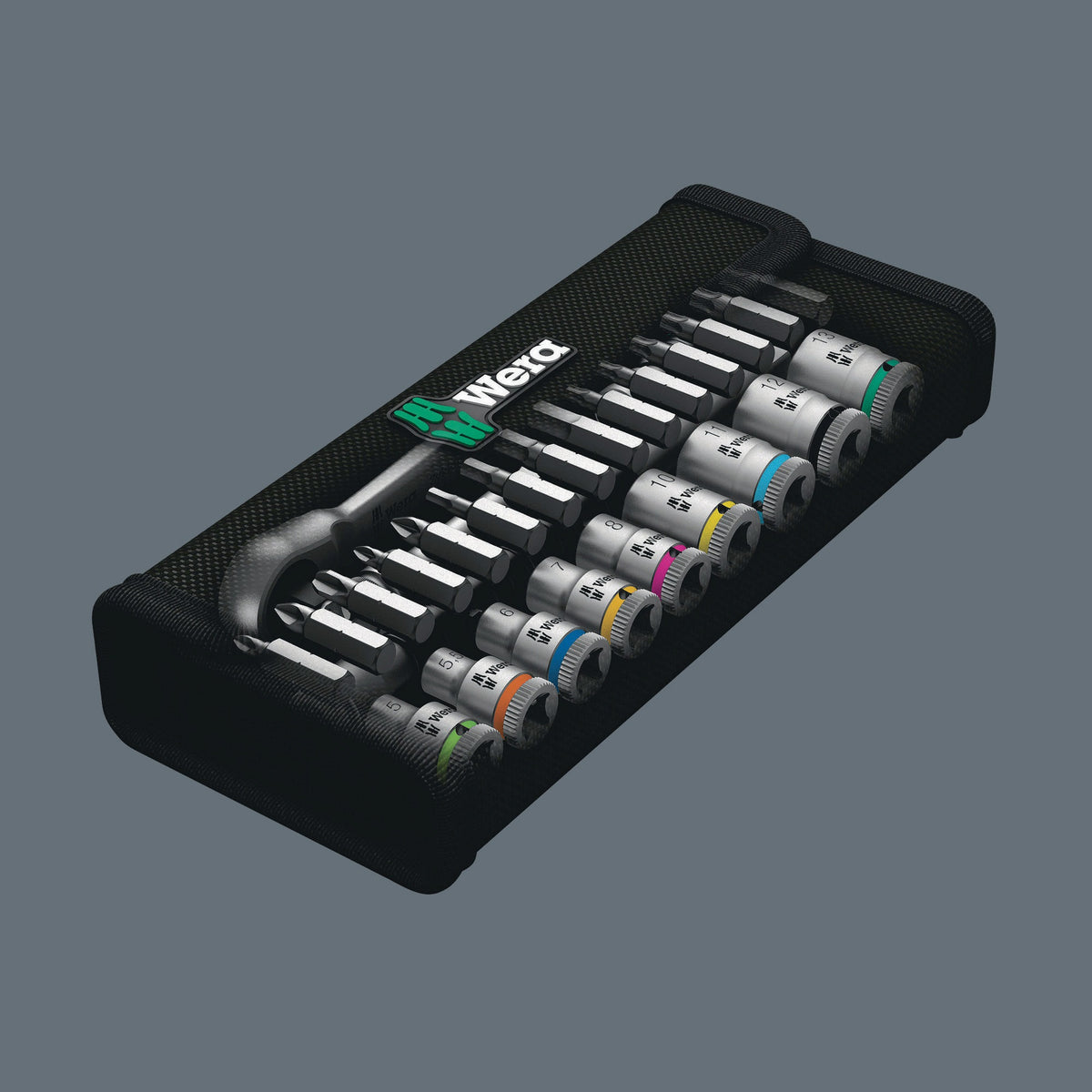 WERA Steckschlüsselsatz 8100 SA 7 Zyklop 28-tlg. 1/4 Zoll SW 5-13 mm mit 76-Zahn-Knarre