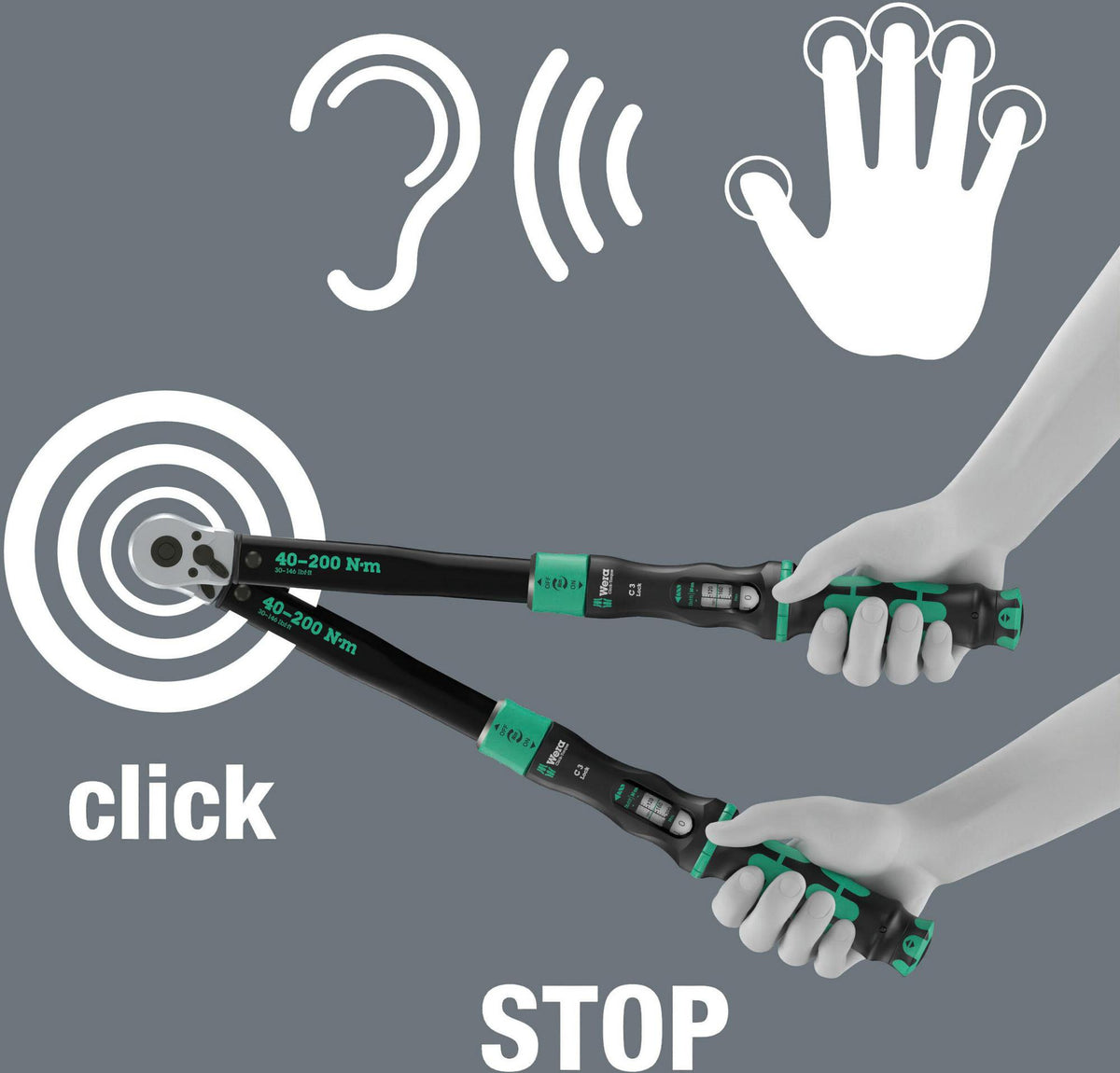 WERA Drehmomentschlüssel Click-Torque Lock A 5, 1/4 Zoll, 2,5-25 Nm, Torque Lock