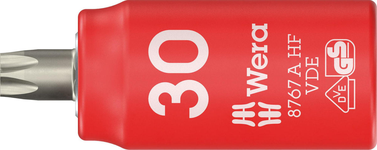 WERA Steckschlüsseleinsatz 8767 A VDE HF 1/4 Zoll TX 10, 36 mm – Isoliert, mit Haltefunktion