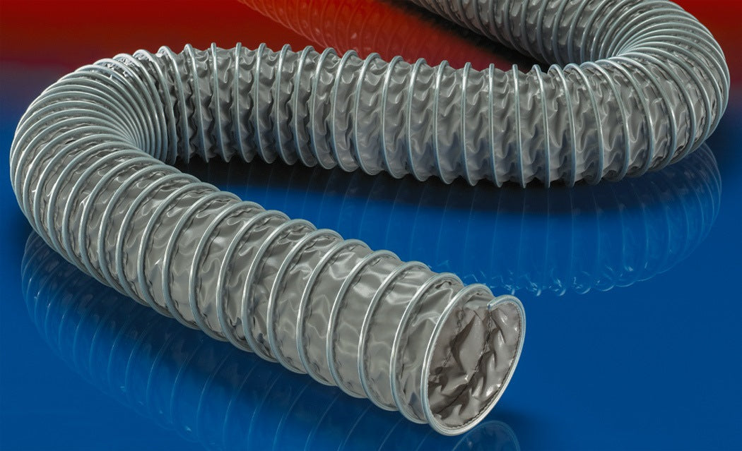 NORRES PVC-Klemmprofilschlauch ID 100-102 mm, AD 112 mm, 6 m – flexibler Absaugschlauch für Gase, Stäube und Fasern