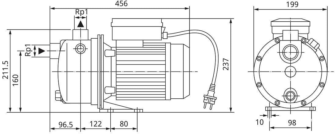 Wilo Hochdruck-Kreiselpumpe Jet WJ 202 – Selbstansaugend, 230 V, Edelstahl