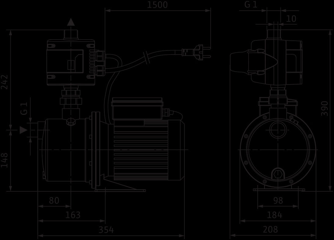 Wilo Hochdruck-Kreiselpumpe Jet FWJ 202 – selbstansaugend, 550 W, Edelstahl