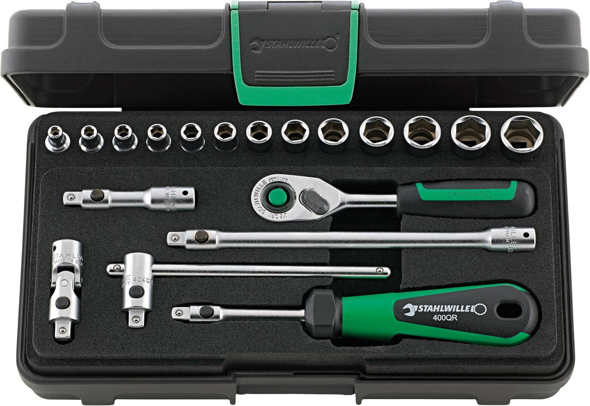 STAHLWILLE Steckschlüsselsatz 40/13/6QR 19-teilig 1/4 Zoll SW 3,5-13 mm 80 Zähne 6-Kant