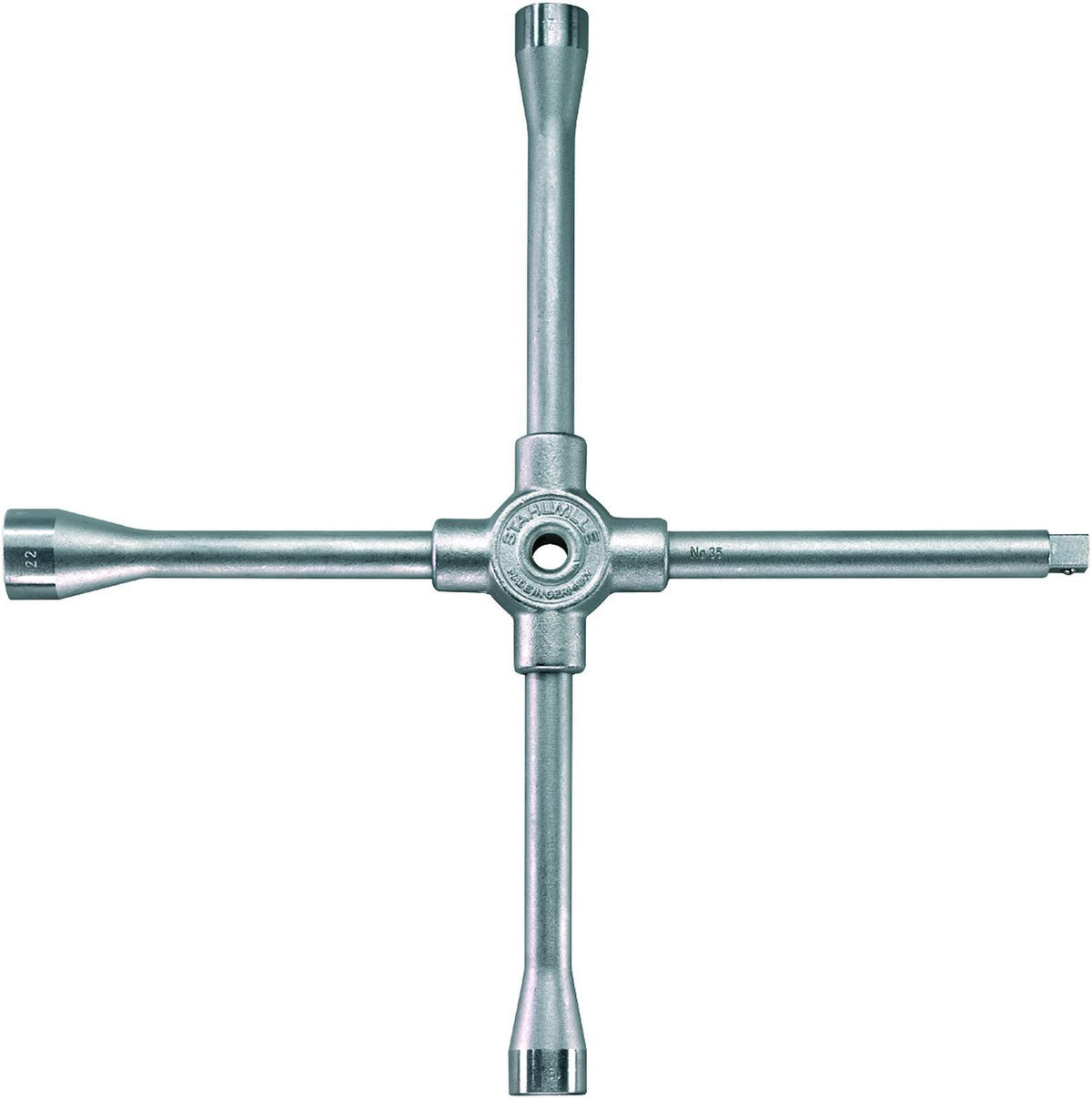 STAHLWILLE Kreuzschlüssel 35 C PKW 17x19x22x12,5 mm – Chrom-Alloy-Stahl, verchromt, 400 mm