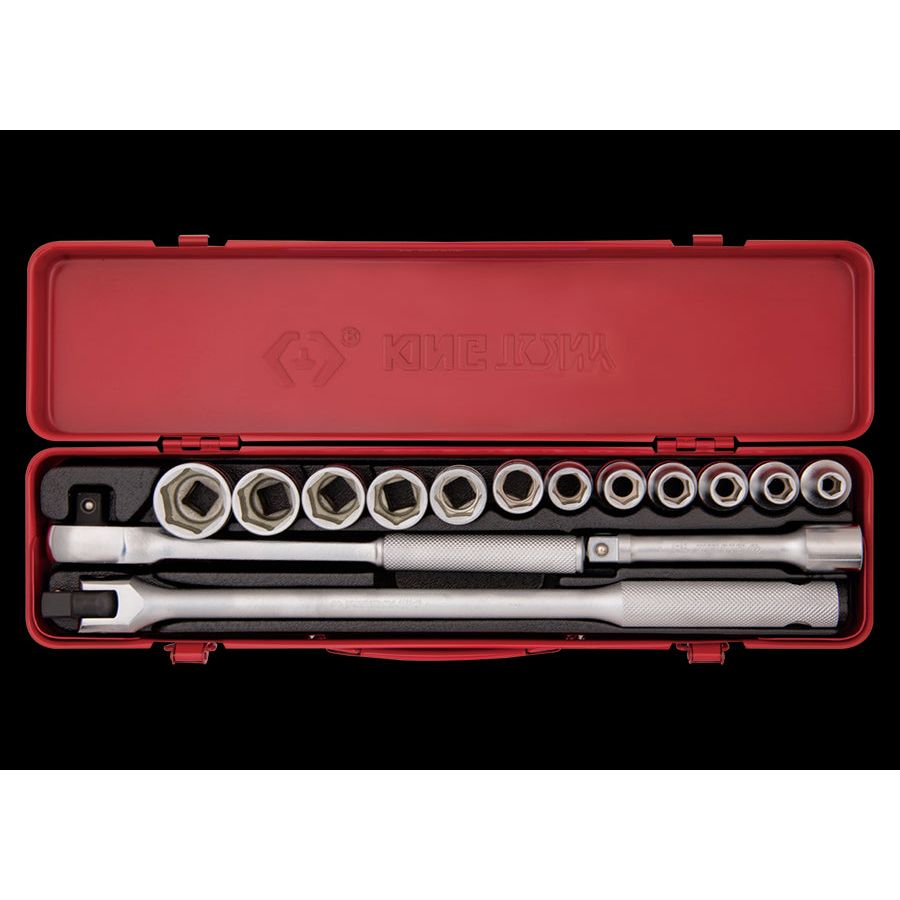 KING TONY Profi-Werkzeuge - 1/2" Steckschlüssel-Set, metrisch - 15 tlg. 4501MR