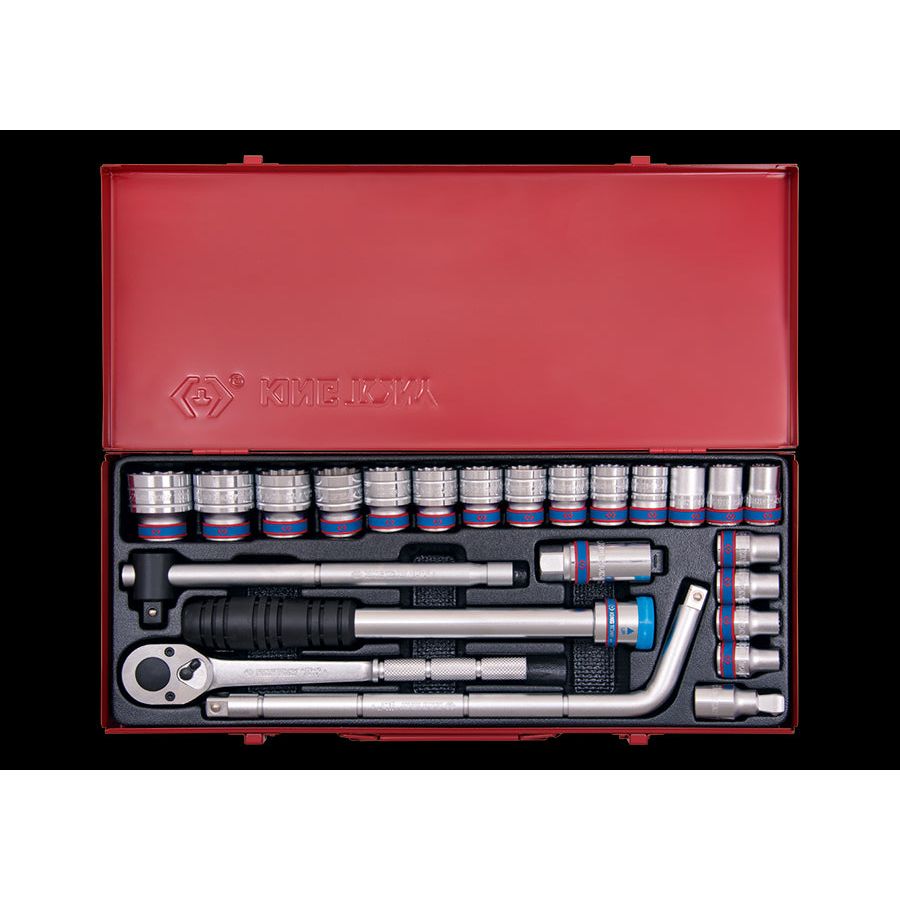 KING TONY Profi-Werkzeuge - 1/2" Steckschlüssel-Set, metrisch, mit Zubehör - 24 tlg. 4033MR