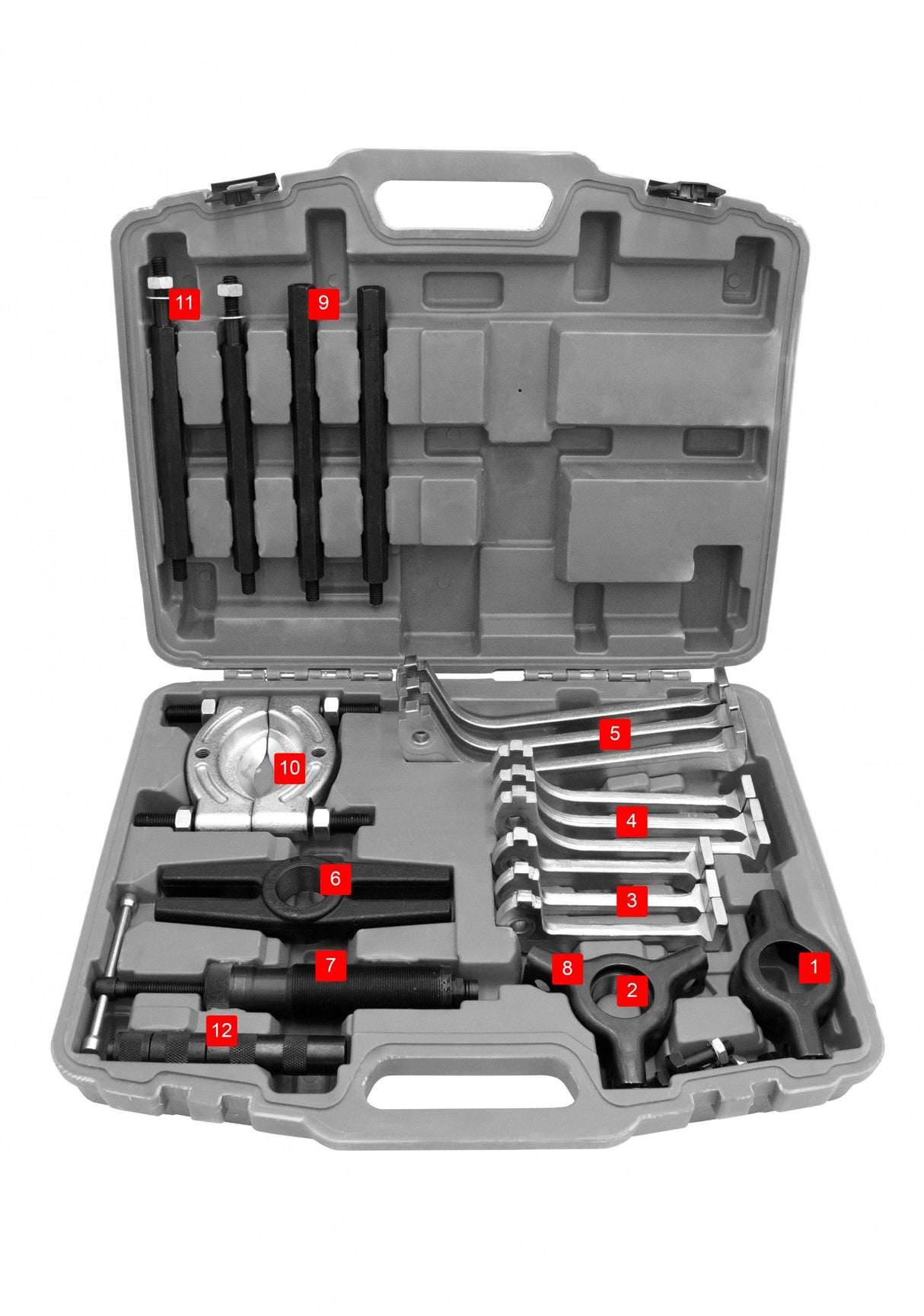 KROFtools Hydraulischer Abzieher-Satz, Abzieher- und Trennwerkzeug-Satz für Lager Zahnräder, 21-teilig - K-9087