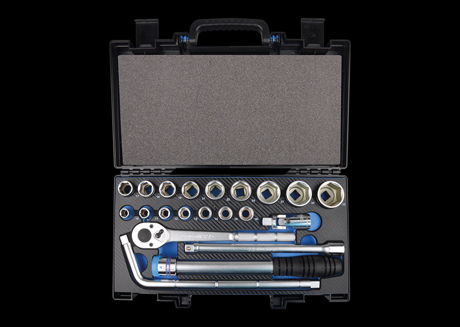 KING TONY Profi-Werkzeuge - 1/2" Schlüssel-Set, metrisch, mit Zubehör - 21 tlg. 4321MRE