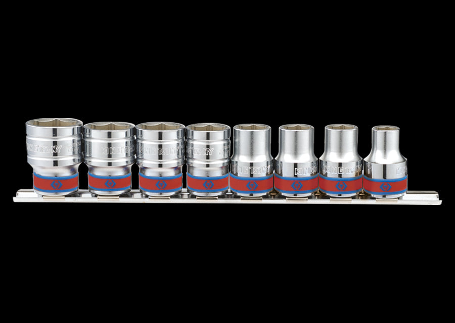 KING TONY Profi-Werkzeuge - 1/2" Steckschlüssel-Set, Steckleiste, Zoll - 8 tlg. 4510SR
