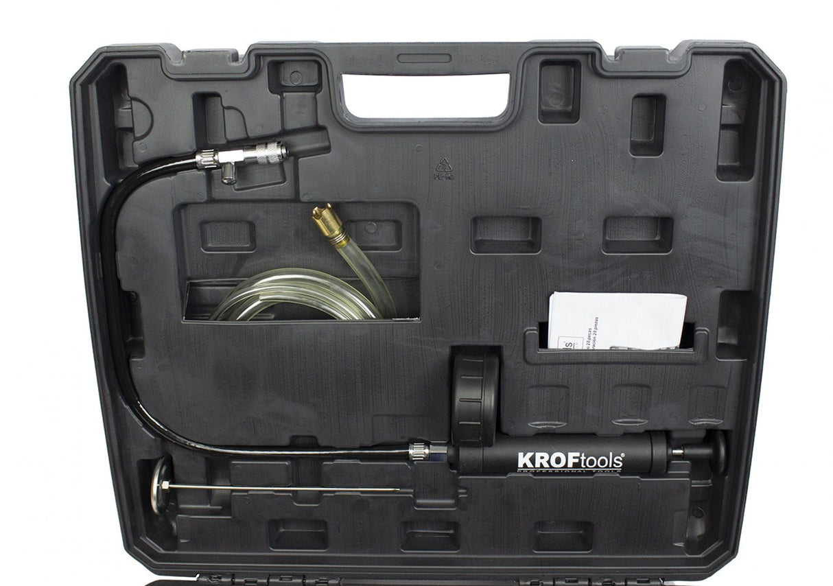 KROFtools Kühlsystem-Druckprüfgerät mit Adapter-Set, Kühlsystem Prüfgerät, Vakuum-Abdruck-Set 28-teilig - 2514 - K-2514
