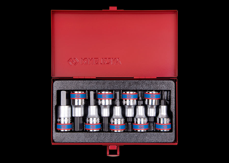 KING TONY Profi-Werkzeuge - 1/2" 6-Kant Steckschlüssel-Set - 9 tlg. 4110PR