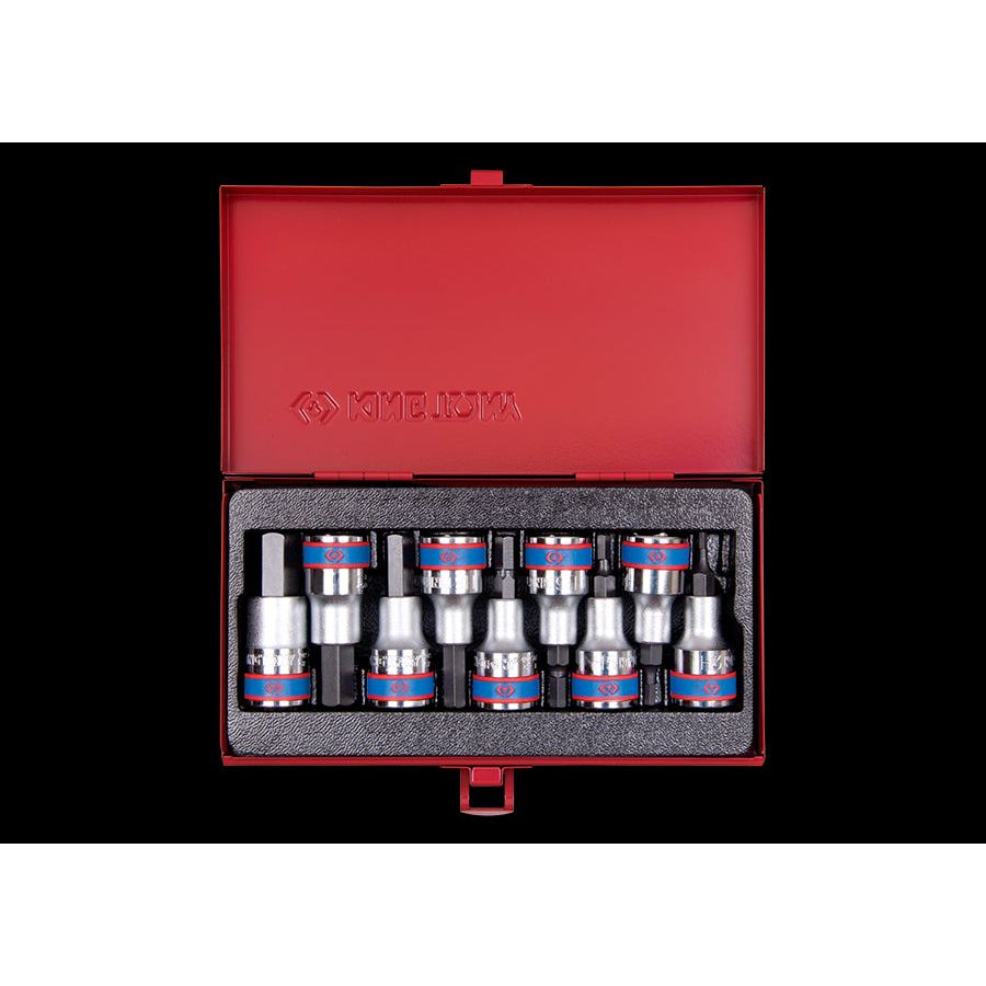 KING TONY Profi-Werkzeuge - 1/2" 6-Kant Steckschlüssel-Set - 9 tlg. 4110PR