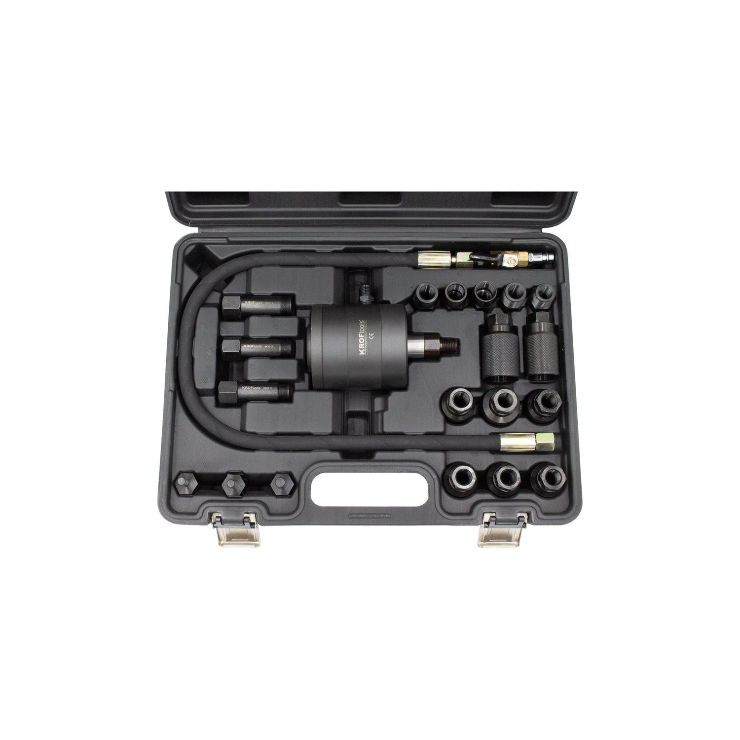 KROFtools 21tlg Diesel Einspritzdüsen Abzieher Pneumatischer Injektor Abzieher - Adapter Bosch Delphi Denso Siemens. Zum Demontieren festsitzender Einspritzdüsen & Glühkerzen. - Tools.de TP Profishop GmbH