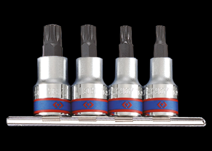 KING TONY Profi-Werkzeuge - 1/2" XZN® Steckschlüssel-Set, Steckleiste - 4 tlg. 4126PR