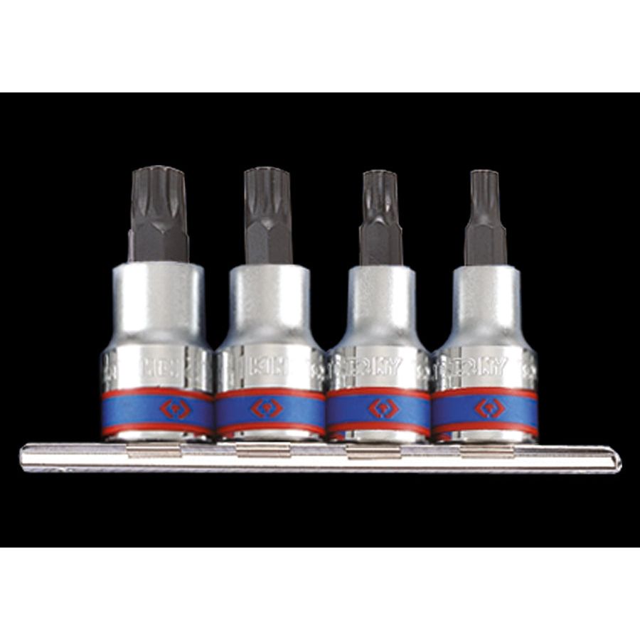 KING TONY Profi-Werkzeuge - 1/2" XZN® Steckschlüssel-Set, Steckleiste - 4 tlg. 4126PR