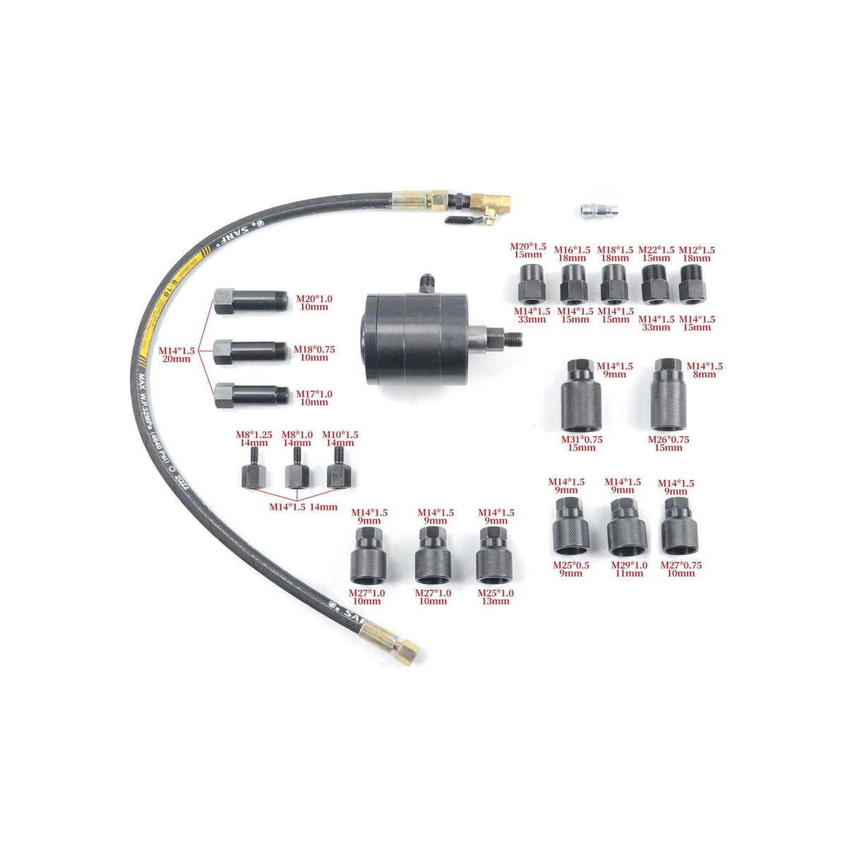 KROFtools 21tlg Diesel Einspritzdüsen Abzieher Pneumatischer Injektor Abzieher - Adapter Bosch Delphi Denso Siemens. Zum Demontieren festsitzender Einspritzdüsen & Glühkerzen. - Tools.de TP Profishop GmbH
